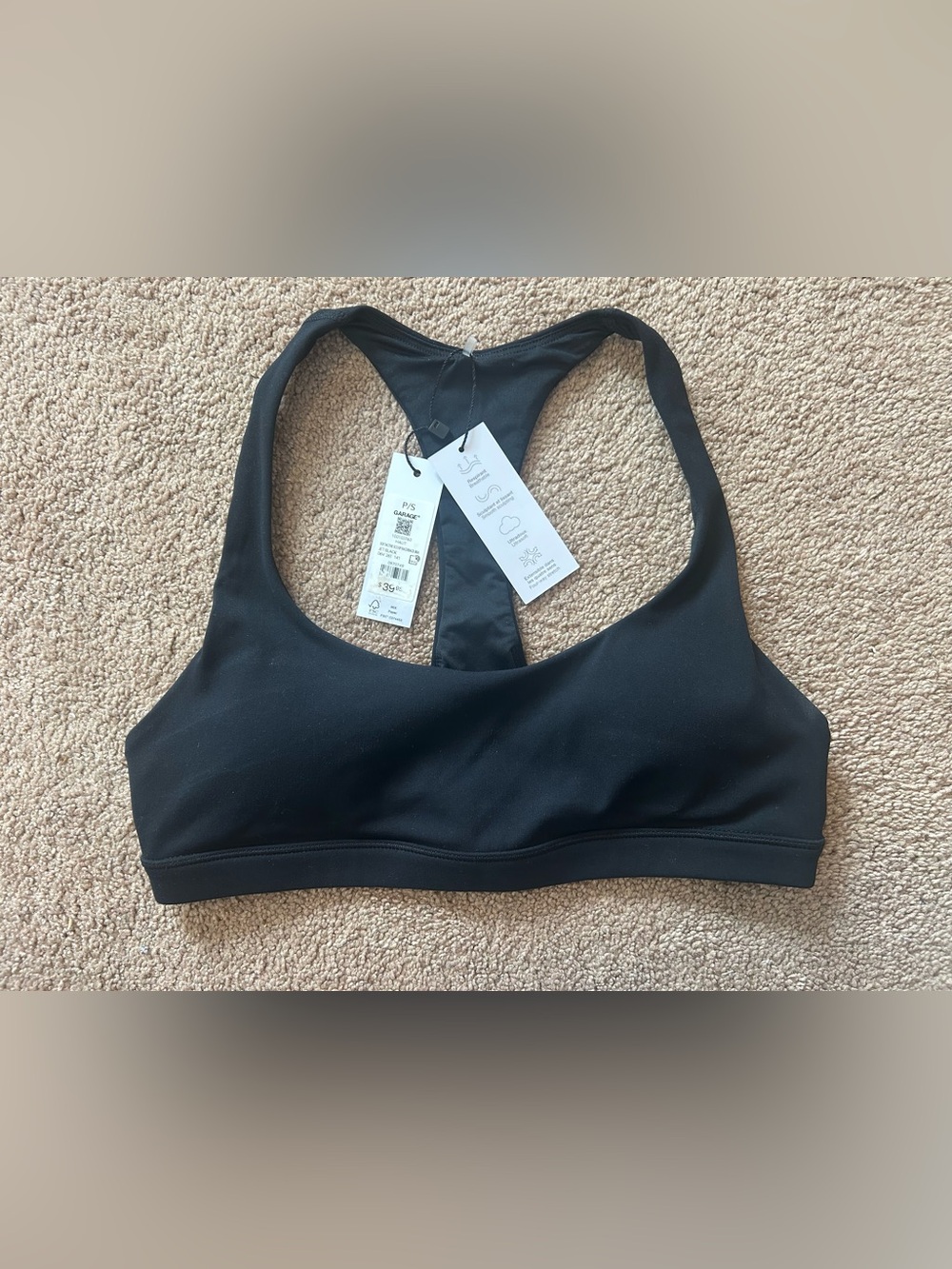 Garage Black Racerback Sports Bra - P/S